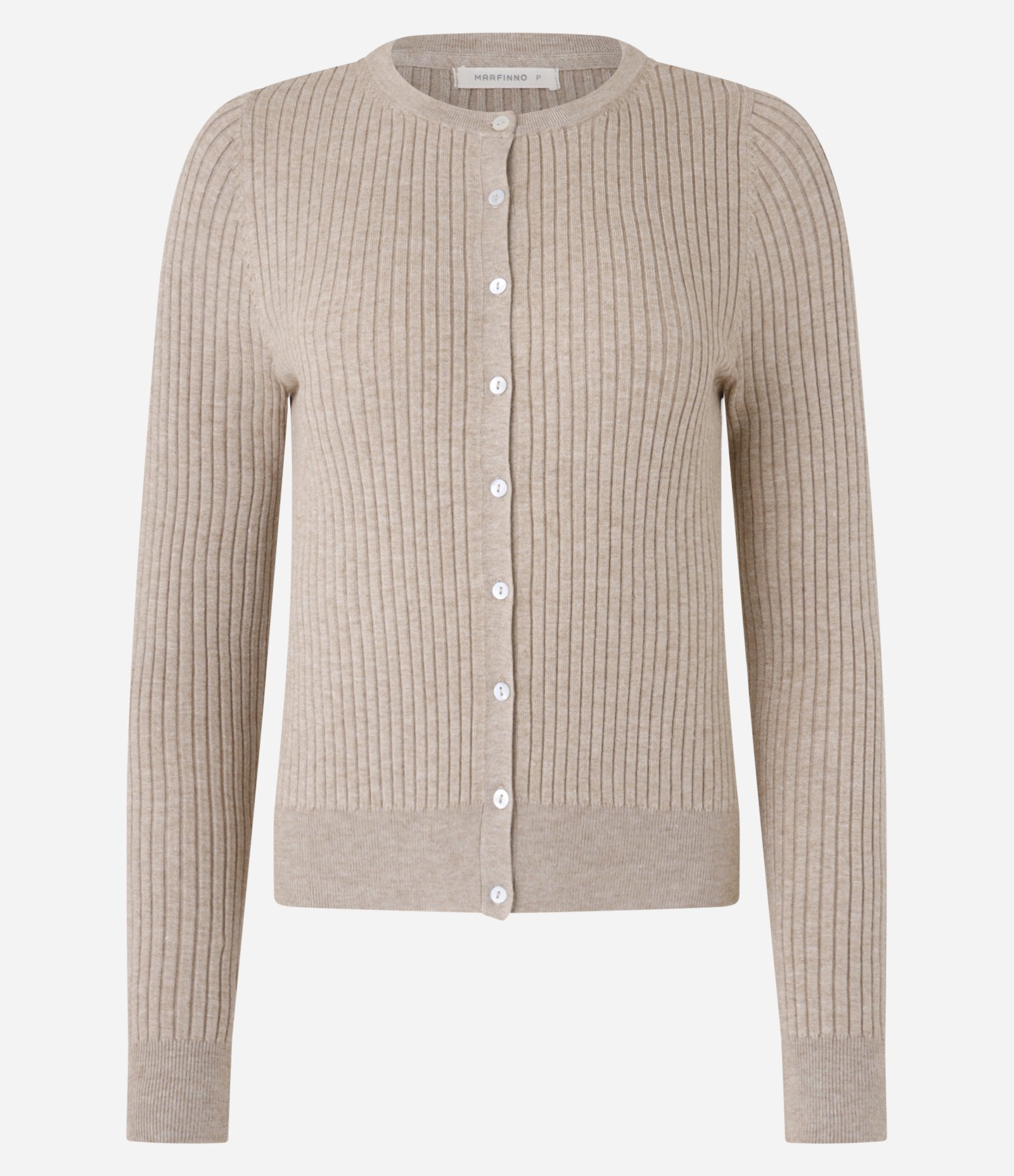 Cardigan Curto em Tricô com Textura Canelada Bege 6