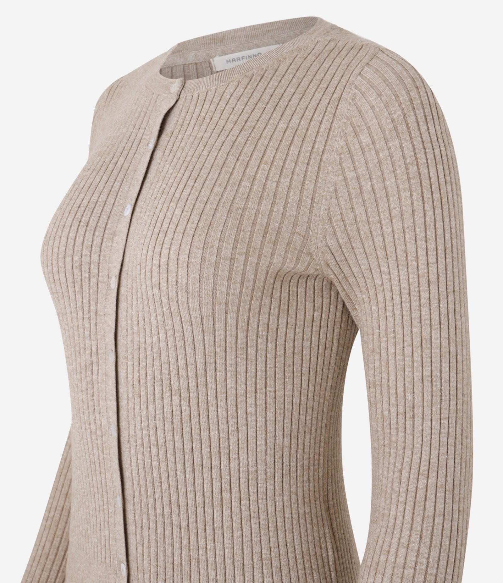 Cardigan Curto em Tricô com Textura Canelada Bege 7