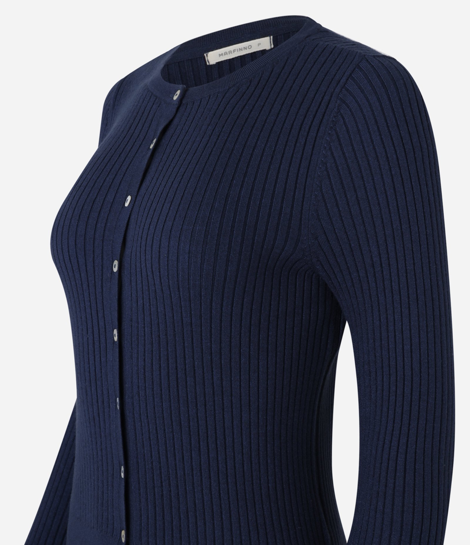 Cardigan Curto em Tricô com Textura Canelada Azul 6
