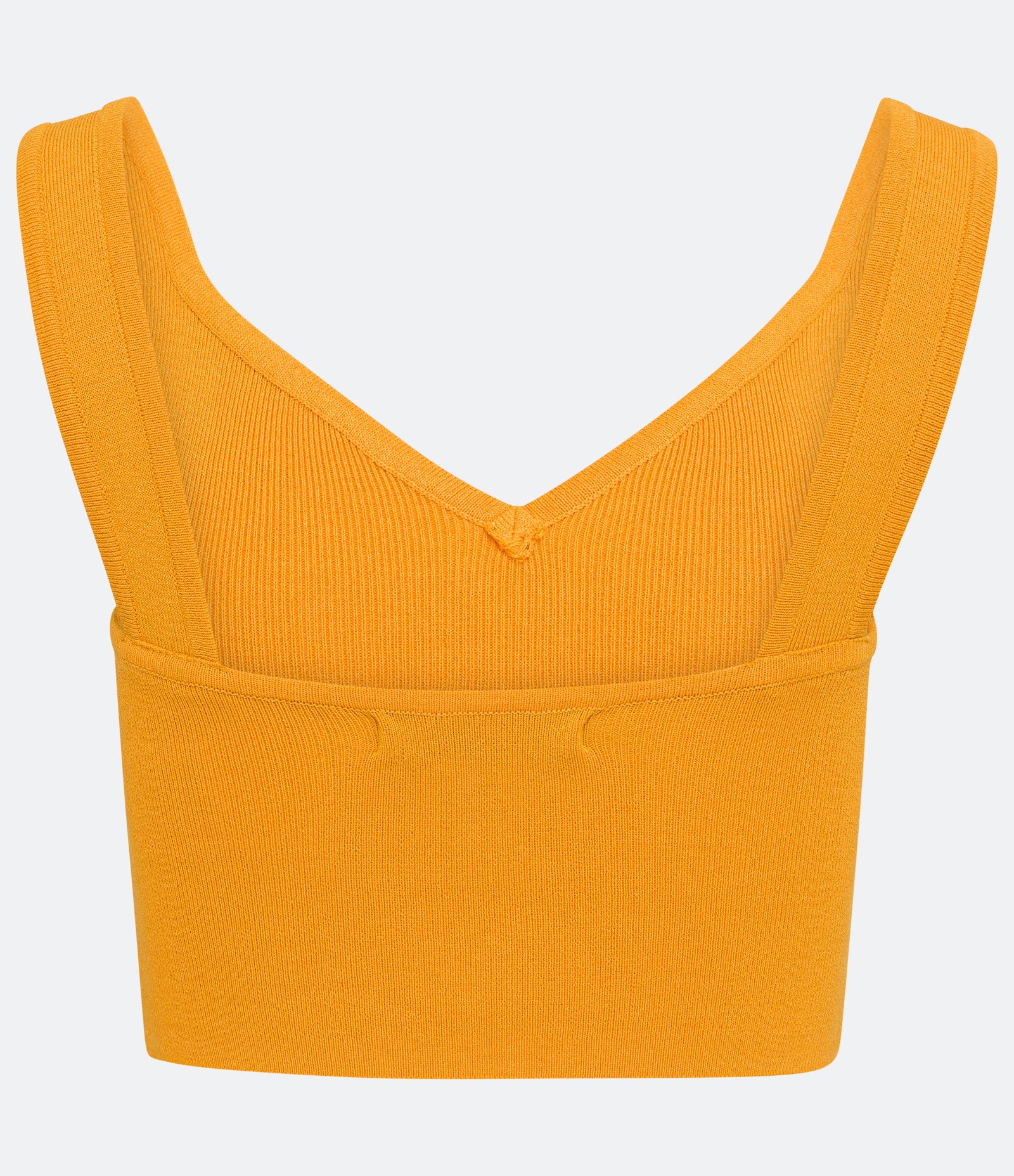 Blusa Cropped Sem Manga em Tricô Canelado Laranja 2