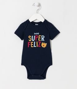 Body Infantil com Estampa em Lettering Bebê Super Feliz - Tam 0 a 24 meses
