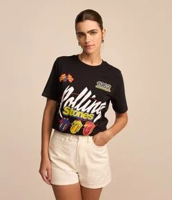 Short Cintura Alta em Jeans com Brilho Aplicado