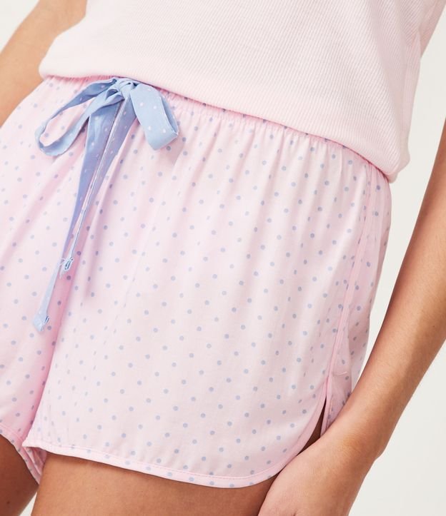 Short Runner de Pijama en Viscosa con Estampado de Lunares Rosado 4
