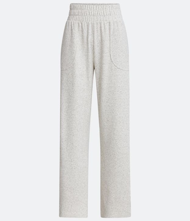 Calça Pantalona Esportiva em Viscose com Textura e Bolsos Off White 6