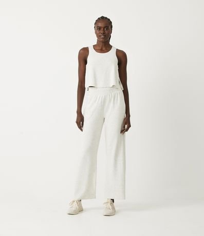 Calça Pantalona Esportiva em Viscose com Textura e Bolsos Menor preço em Calça Pantalona Esportiva em Viscose com Textura e Bolsos