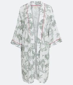 Robe em Viscose com Estampa Folhagem