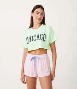Blusa Pijama em Algodão com Estampa Chicago
