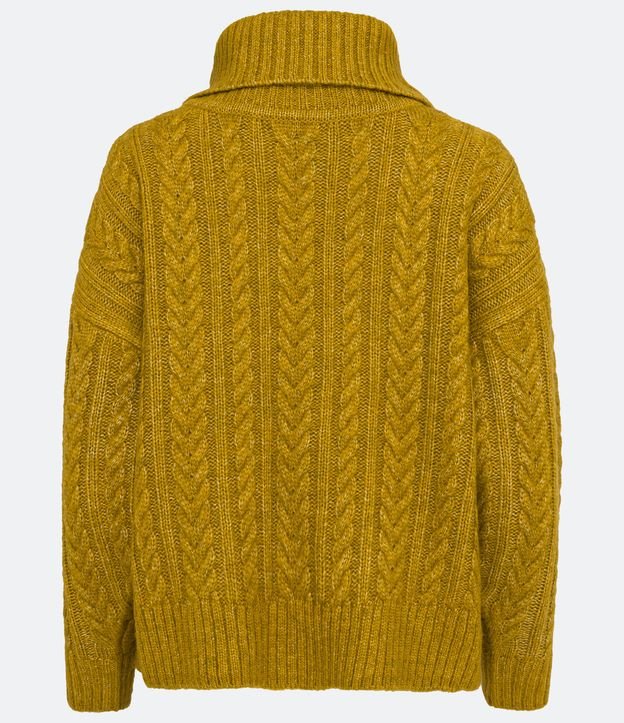 Suéter de Punto Trabajado con Cuello Alto Amarillo 2