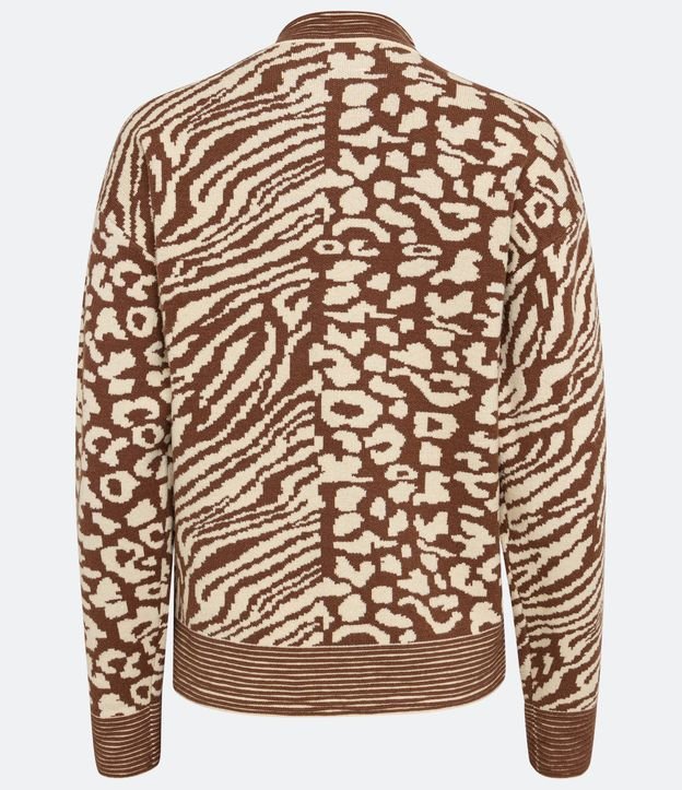 Suéter en Punto con Estampado Mix Animal Print Marrón 6