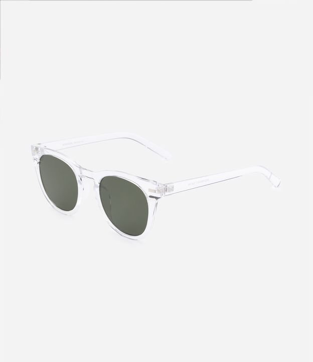 Óculos de Sol Redondo com Armação Transparente - Cor: Transparente - Tamanho: U