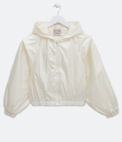 Jaqueta Leve Infantil Metalizada com Capuz e Zíper - Tam 5 a 14 Anos