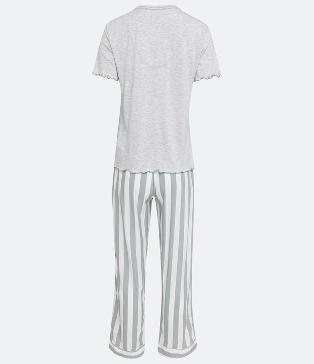 Pijama Largo Viscolycra con Pantalón Rayado Gris 6