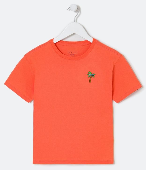 Remera Infantil con Bordado de Cocoteros - Talle 5 a 14 años Naranja 1