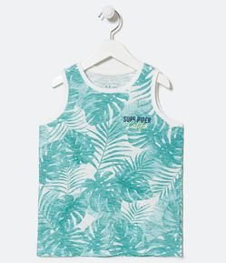 Musculosa Infantil Estampado Follajes con Lettering - Talle 5 a 14 años