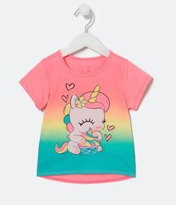 Blusa Infantil Degrade com Estampa de Unicórnio - Tam 1 a 5 Anos
