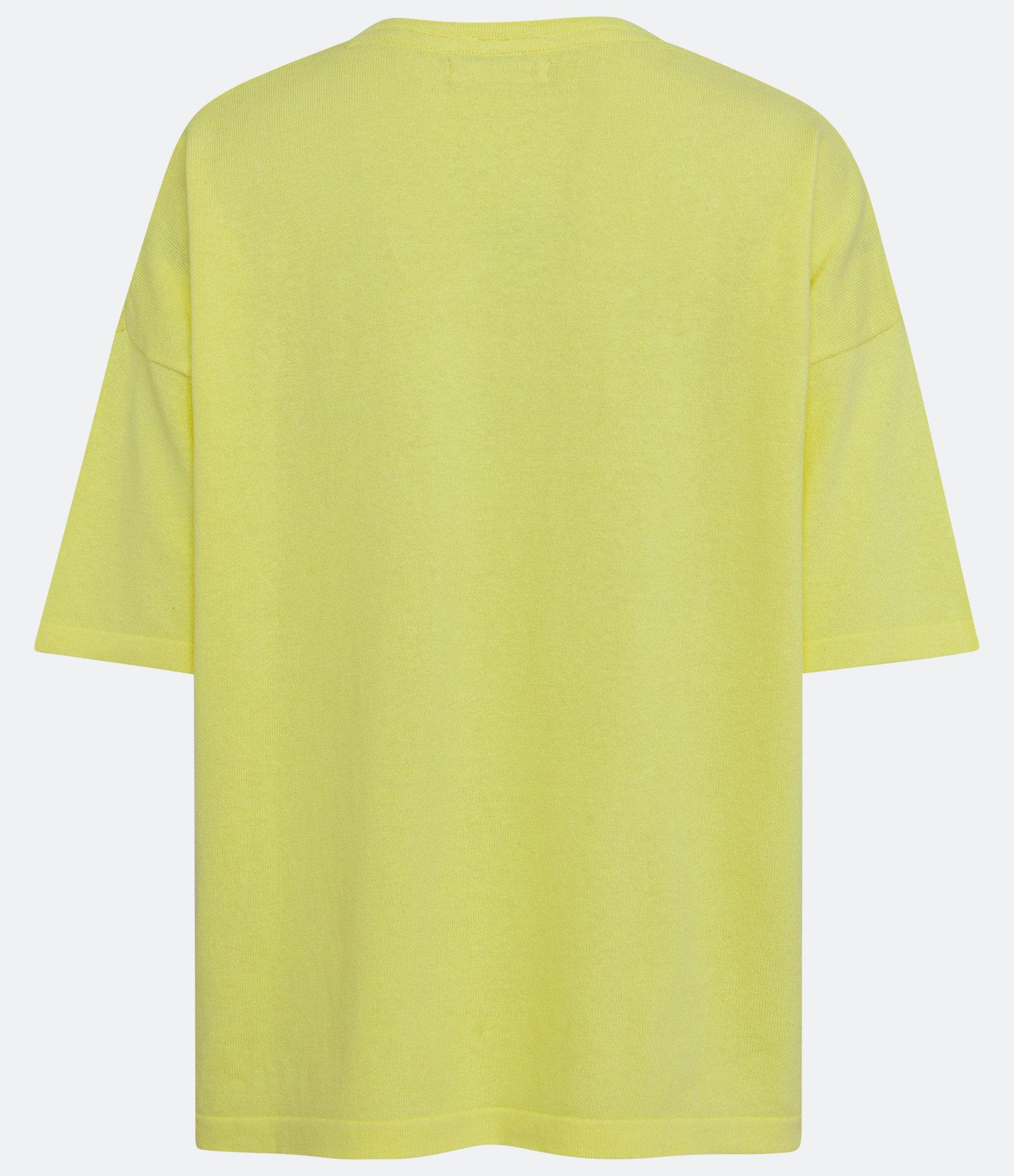 Blusa Ampla em Tricô com Decote V e Barra Mullet Amarelo 6