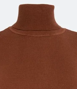 Vestido Midi em Tricô com Gola Alta e Manga Longa