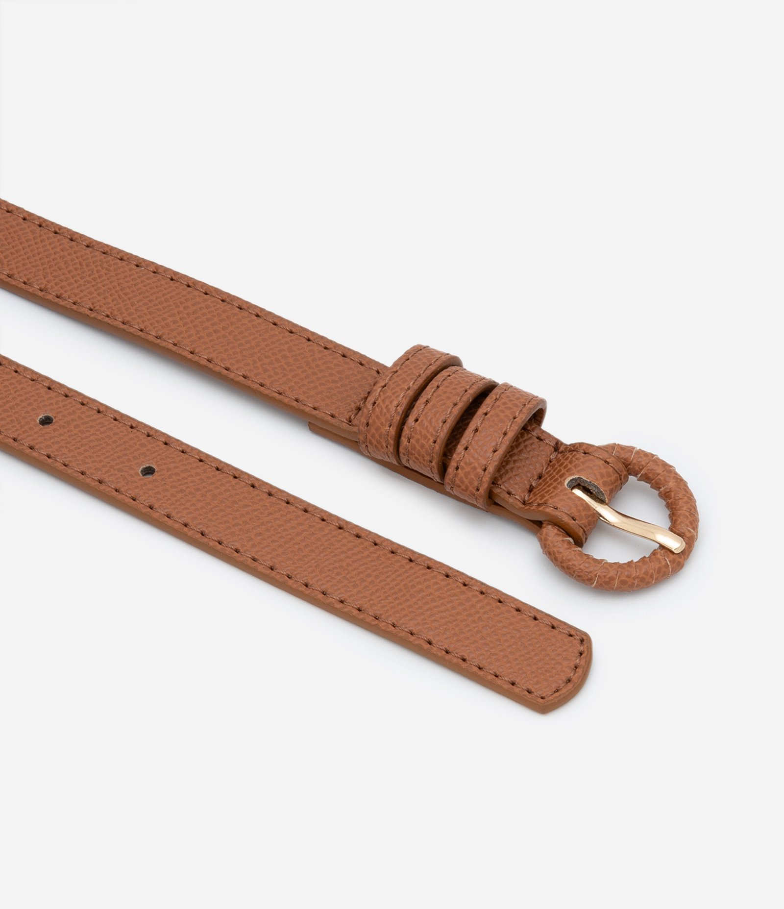 Kit 03 Cintos Finos Texturizados com Fivela Forrada Marrom/Bege/Preto 3