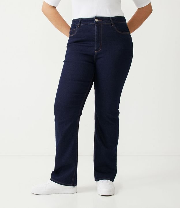 Calça Reta em Jeans Curve & Plus Size Azul 1