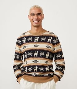 Suéter en Algodón con Estampado de Llamas