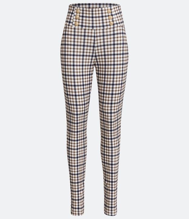 Pantalón Legging con Cintura Diferenciada y Estampado de Cuadros Multicolores 5