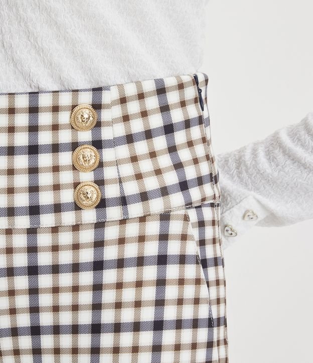 Pantalón Legging con Cintura Diferenciada y Estampado de Cuadros Multicolores 4