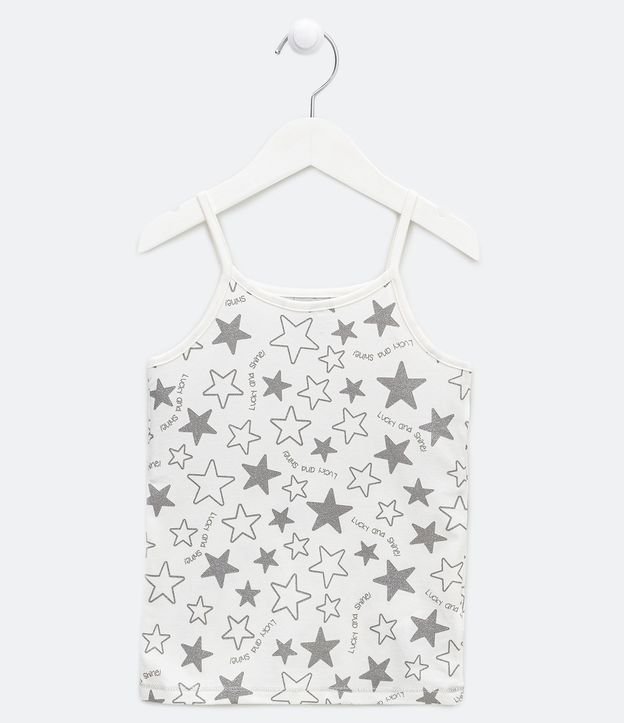 Blusa de Alça Infantil com Estampa de Estrelas - Tam 5 a 14 Anos