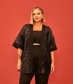 Kimono em Malha de Paetê Curve & Plus Size