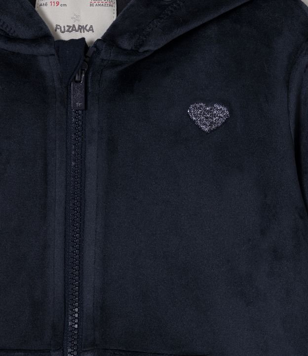Campera Infantil en Terciopelo con Capucha - Talle 5 a 14 años Negro 4