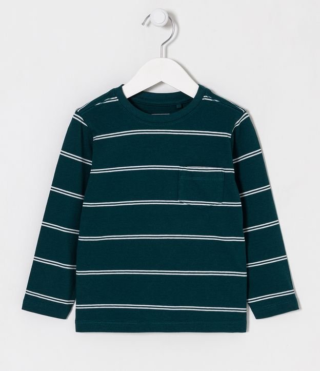 Camiseta Infantil Listrada com Bolsinho - Tam 1 a 5 Anos