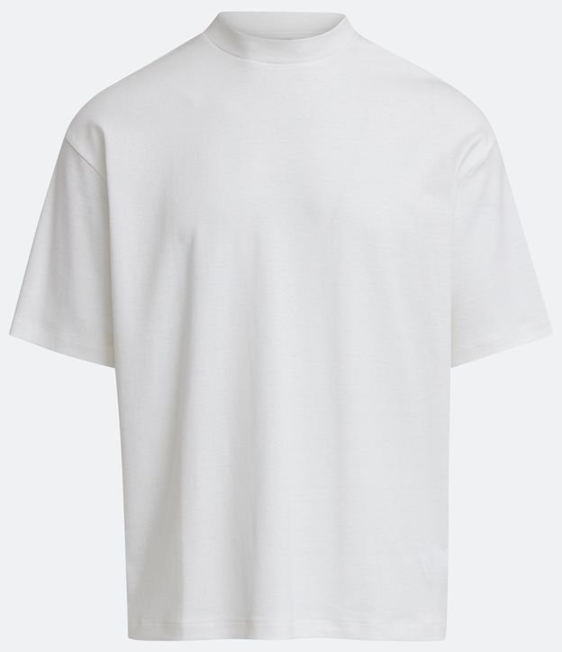 Camiseta Boxy em Algodão com Gola Média e Manga Curta Branco 5