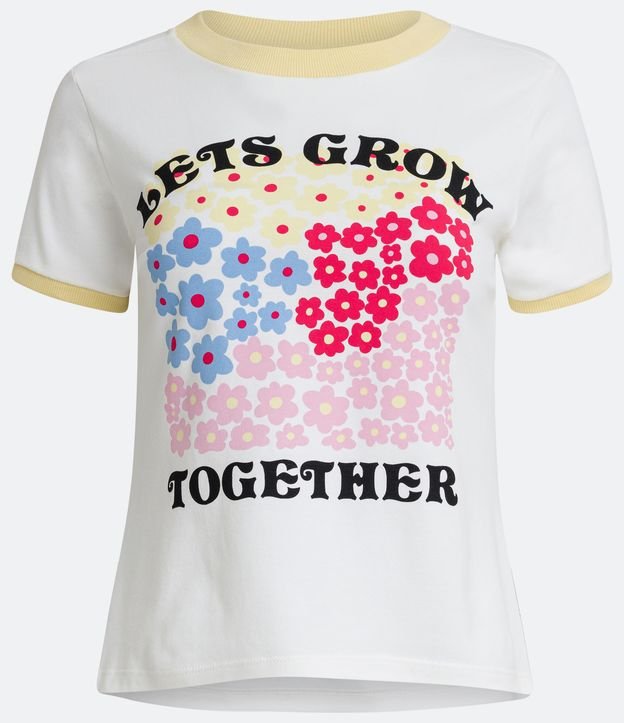 Blusa de Pijama em Cotton com Estampa Lets Grow Together Branco Neve 1