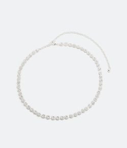 Cinto Estreito em Metal e Strass