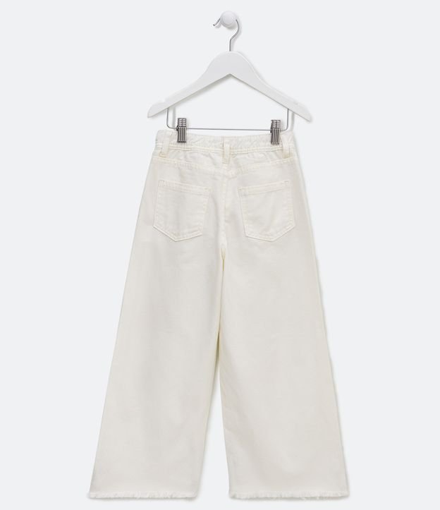Pantalón Wide Leg Infantil Sarga con Estampado Divertido - Talle 5 a 14 años Blanco 2