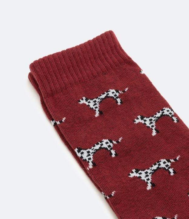 Media Caña Larga en Algodón con Estampado de Perro Rojo 3