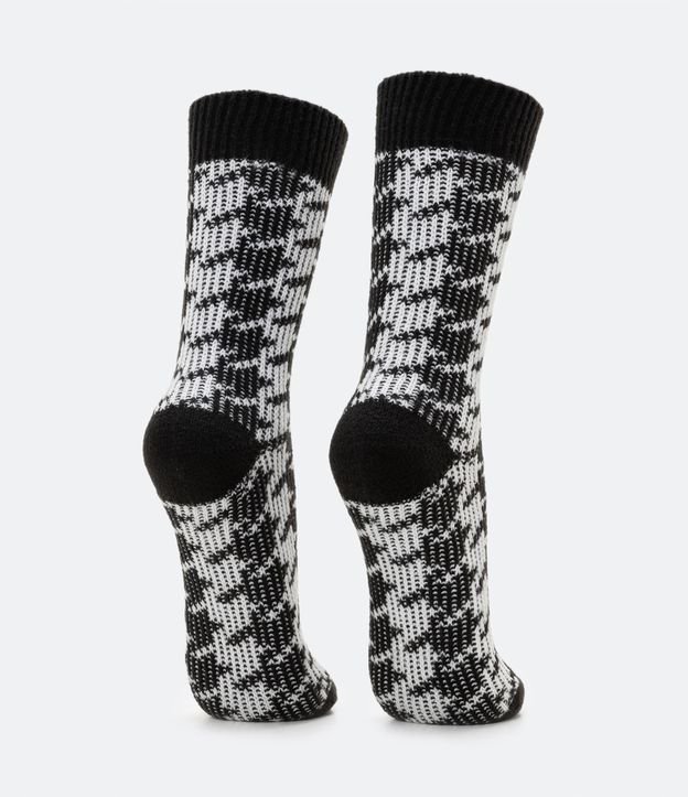Media Caña Larga con Estampado de Cuadros Pied-de-Poule Negro/Blanco 5
