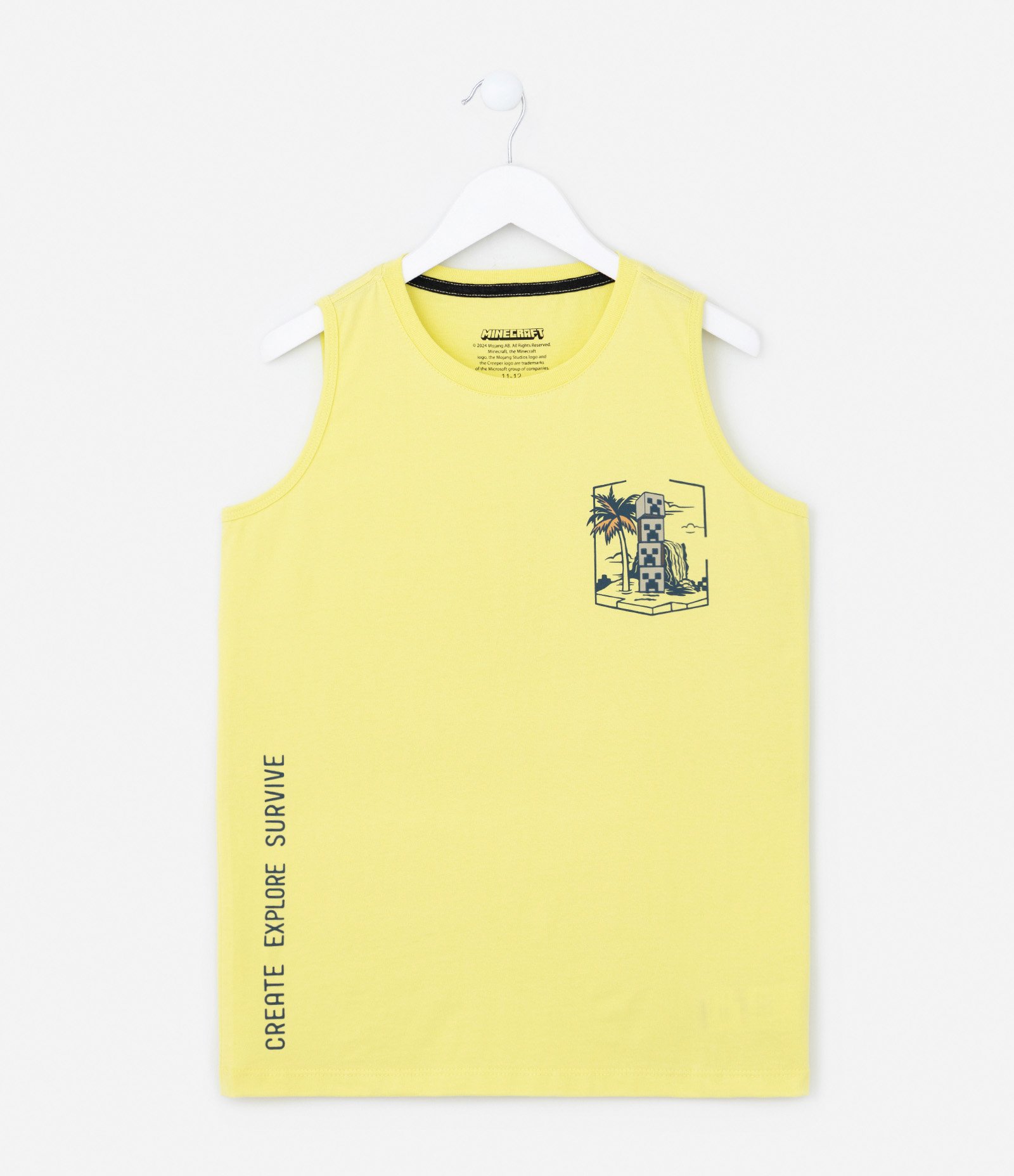 Regata Infantil Estampa Minecraft Praia - Tam 5 a 14 Anos Amarelo 1