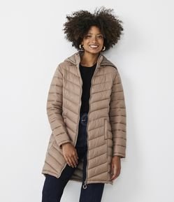 Jaqueta Puffer Alongada com Capuz