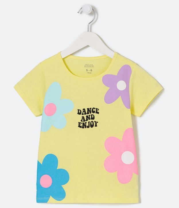 Remera Infantil Estampada de Flor - Talle 5 a 14 años Amarillo 1