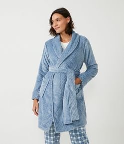 Robe Curto em Fleece com Amarração na Cintura