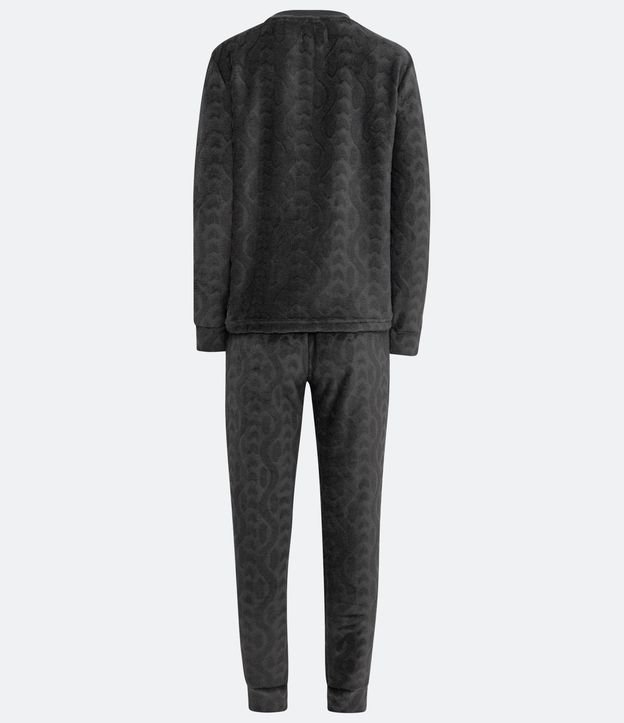 Pijama Largo en Fleece Texturizado Gris 6