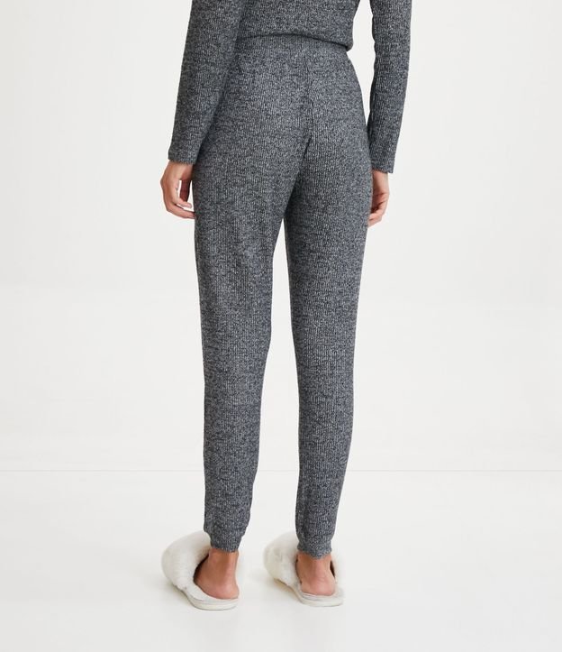 Pantalón de Pijama Jogger de Punto con Textura Acanalada Gris 3
