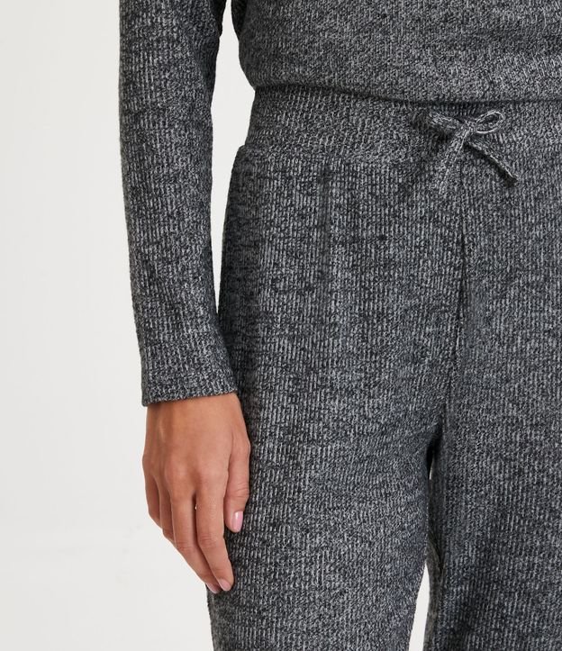 Pantalón de Pijama Jogger de Punto con Textura Acanalada Gris 4
