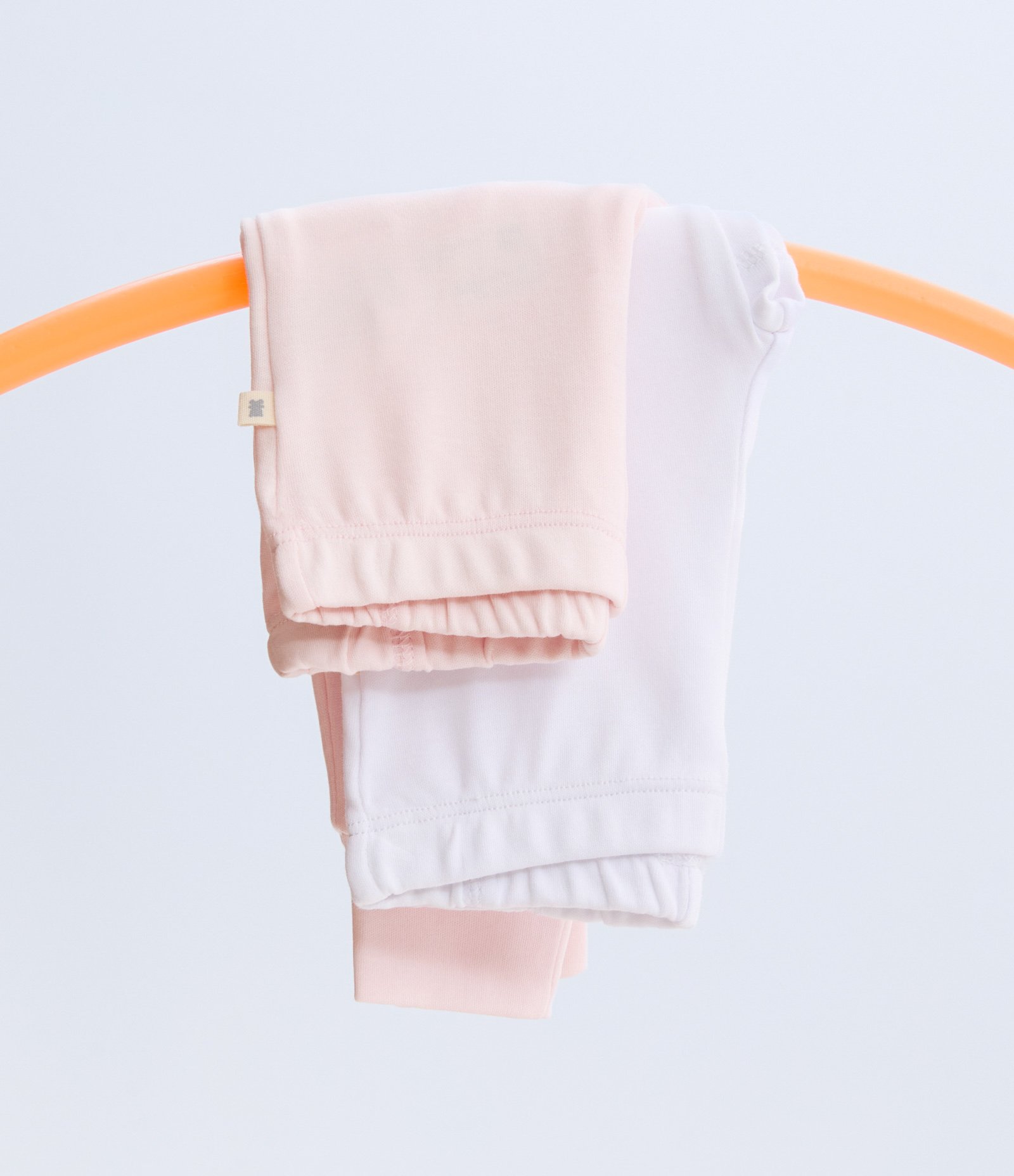 Kit 02 Calças Infantis com Punho Largo- Tam RN a 12 meses Branco/Rosa 1