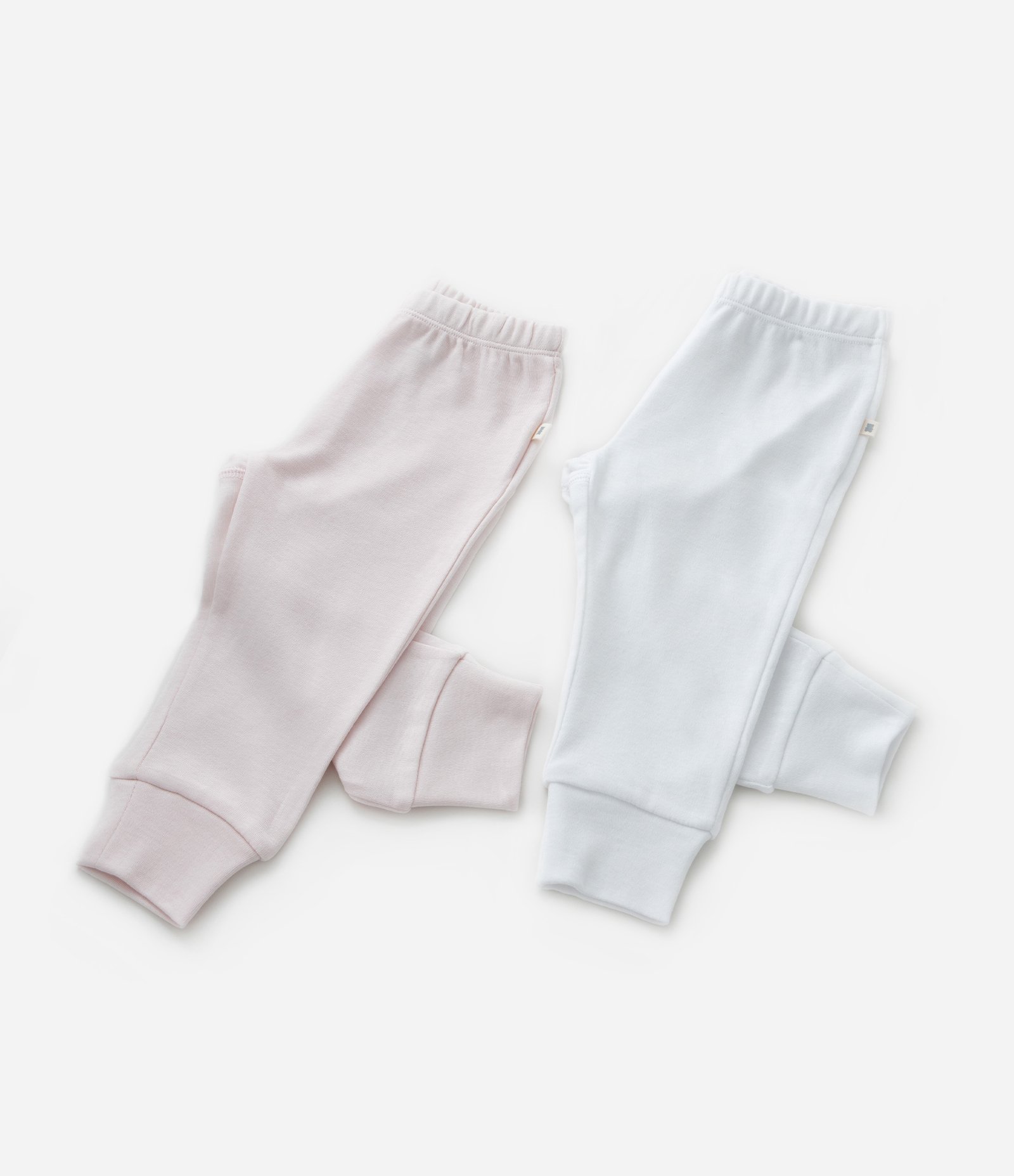 Kit 02 Calças Infantis com Punho Largo- Tam RN a 12 meses Branco/Rosa 5