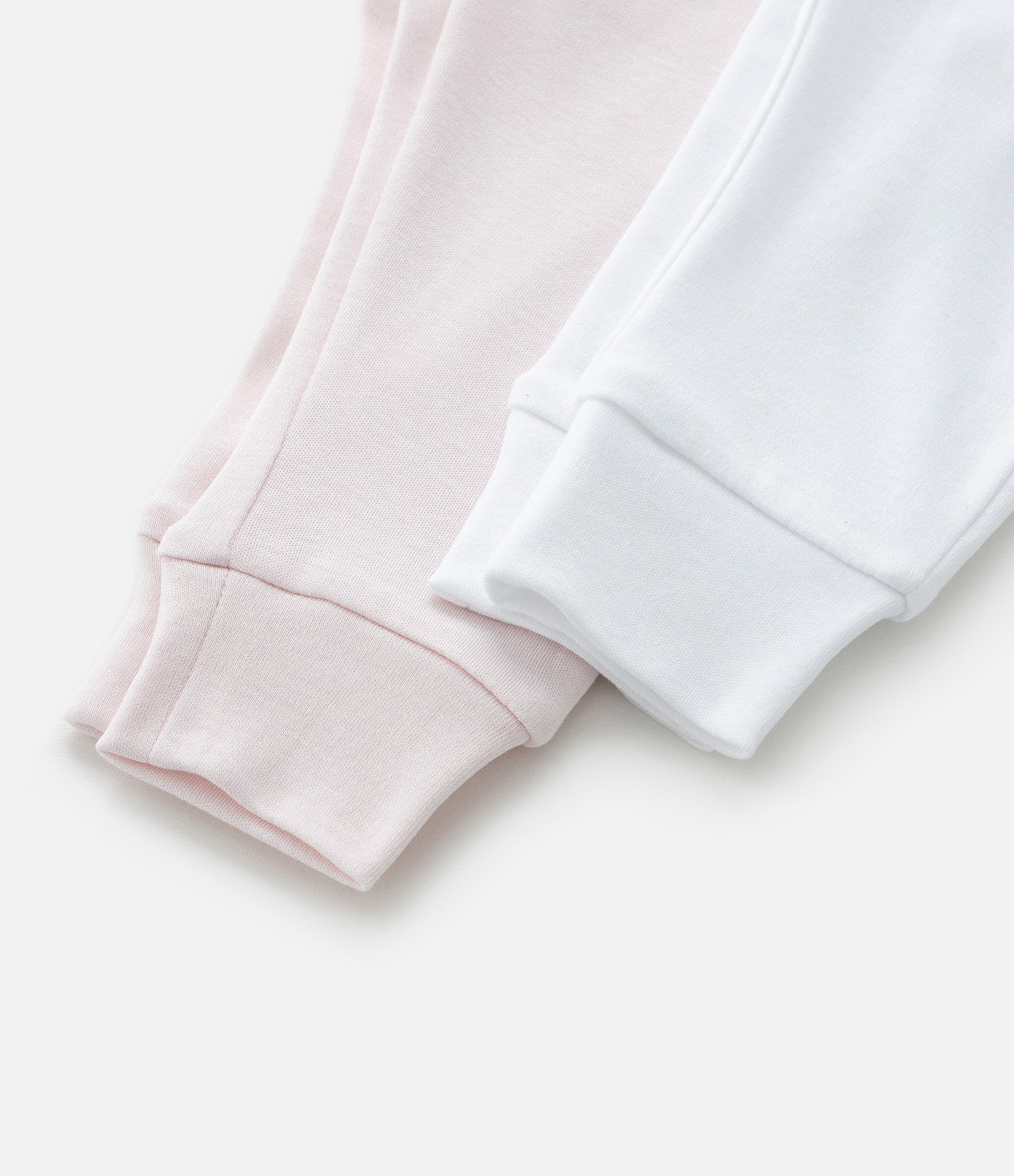 Kit 02 Calças Infantis com Punho Largo- Tam RN a 12 meses Branco/Rosa 6