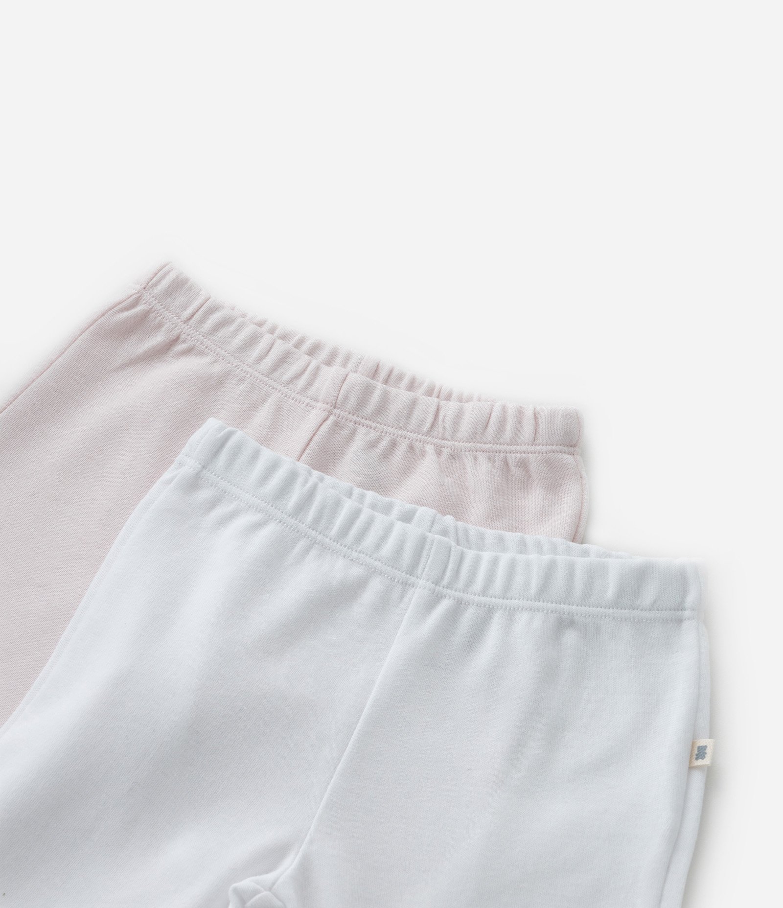 Kit 02 Calças Infantis com Punho Largo- Tam RN a 12 meses Branco/Rosa 7