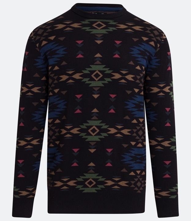 Suéter en Algodón con Estampados Geométricas Negro 5