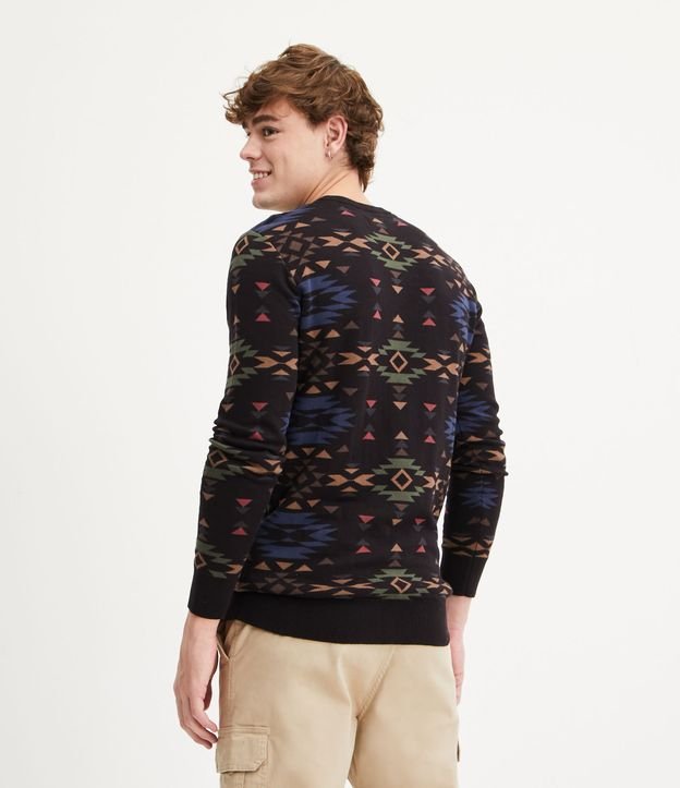 Suéter en Algodón con Estampados Geométricas Negro 3