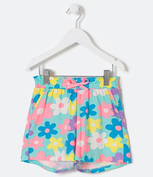 Short Clochard Infantil Estampa Floral - Tam 5 a 14 Anos